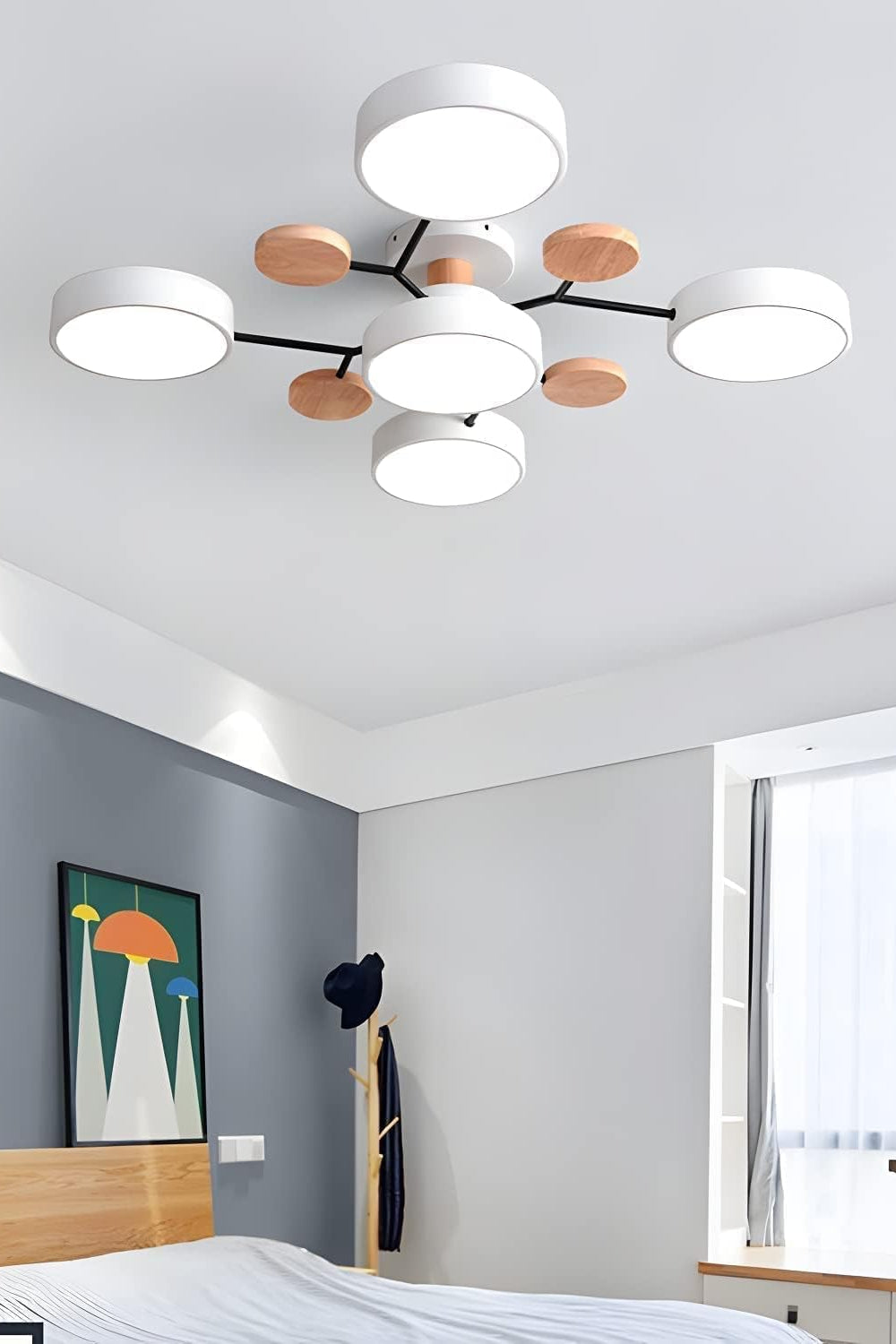 Multihead Disc Morandi Color Branch Ceiling Light