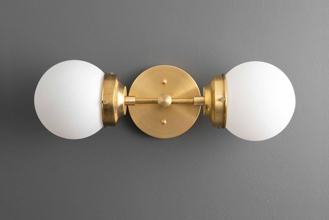 Lumio Globe Modern Geometric Sconce - Two Light Bathroom Vanity Lighting