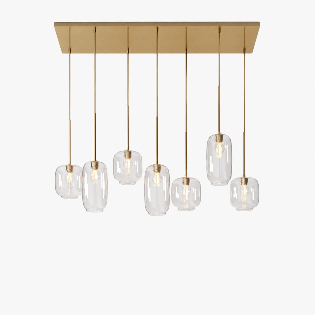 Lumivelle Sculptural 7-Light Chandelier – Adjustable Height Modern Glass Pendant