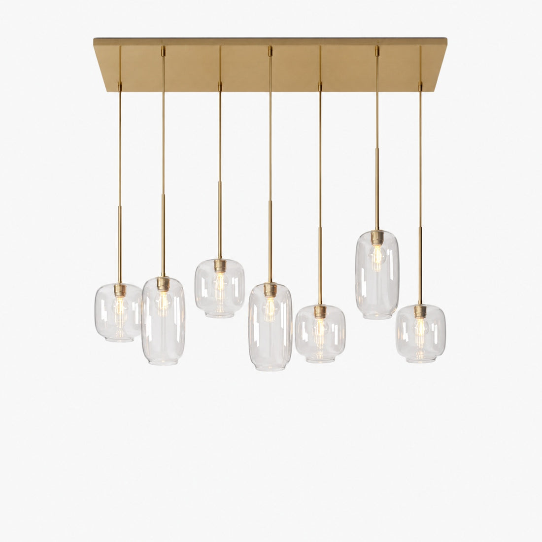 Lumivelle Sculptural 7-Light Chandelier – Adjustable Height Modern Glass Pendant