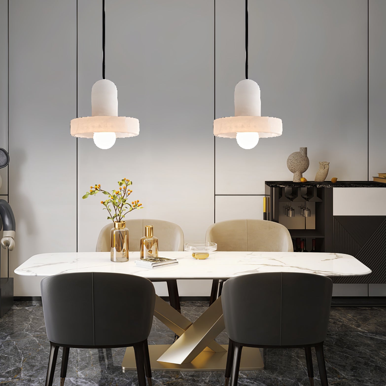 Elegant Creative White Alabaster Pendant Light
