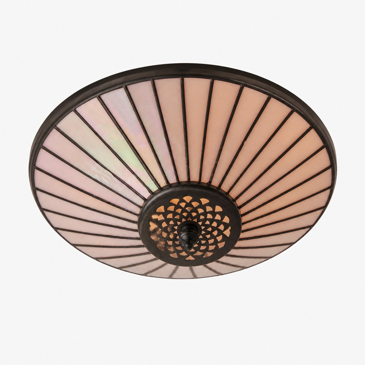 TF Fargo Geometric Flush Mount Light — Handcrafted Art Deco Stained Glass Lamp for Entryway
