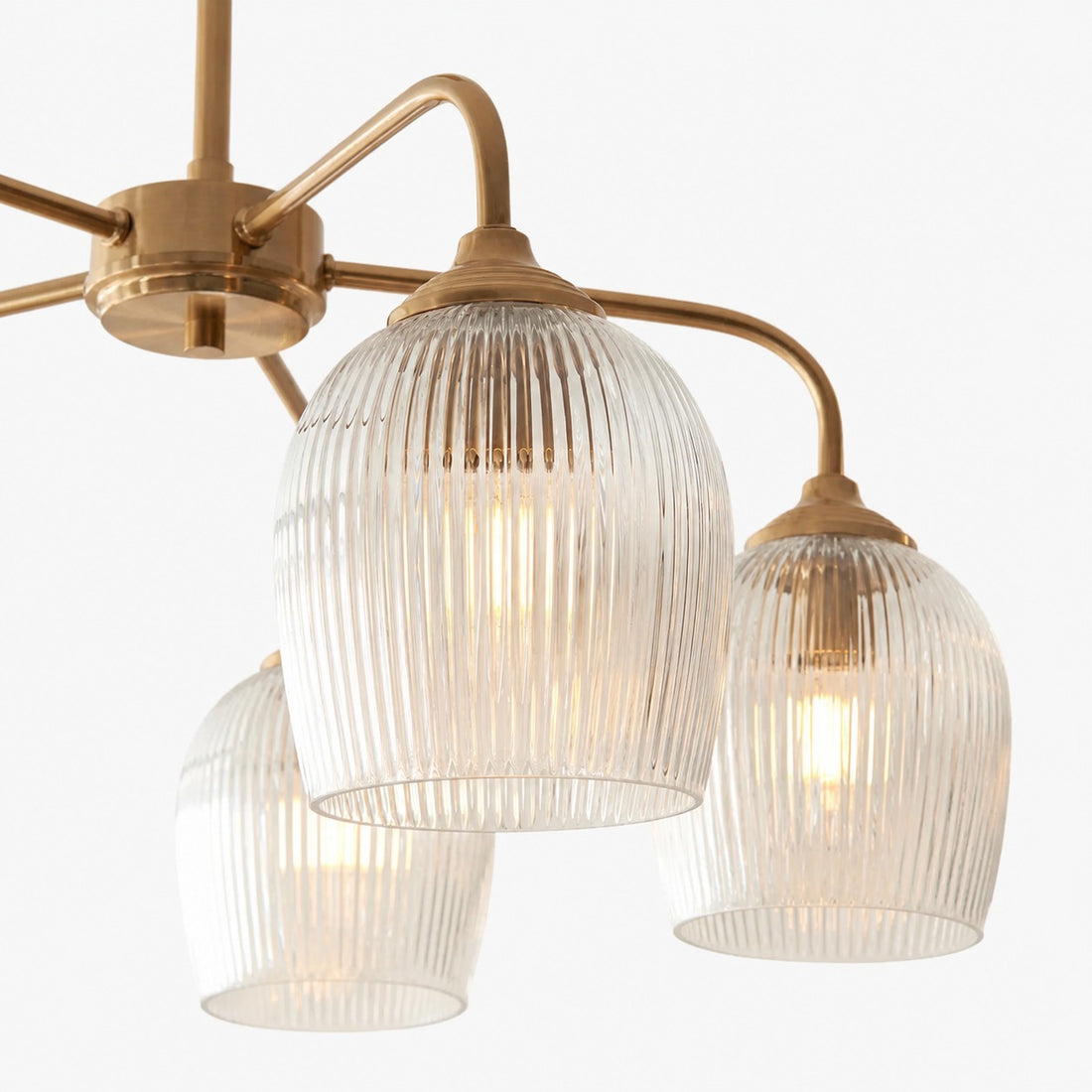 Brazara Multi-Light Glass Shade Pendant Lamp – Curved Metal Arms for Modern Homes