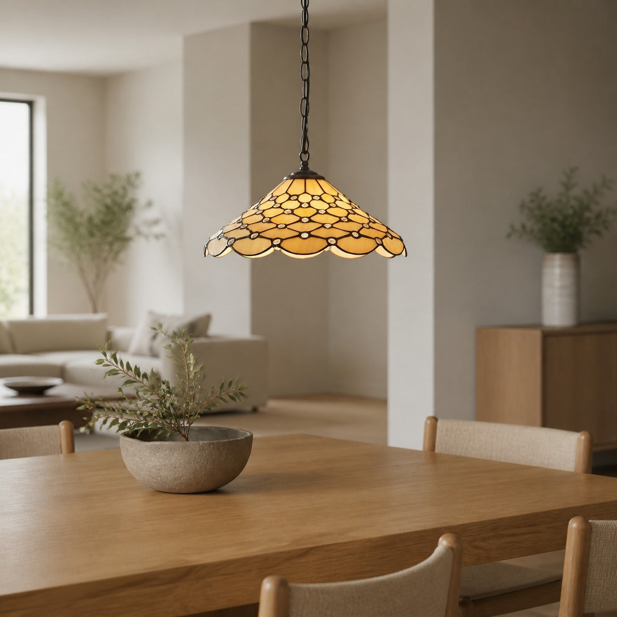 TF Pearl Pendant Light – With A Glass Shade and Adjustable Length for Dining and Kitchens