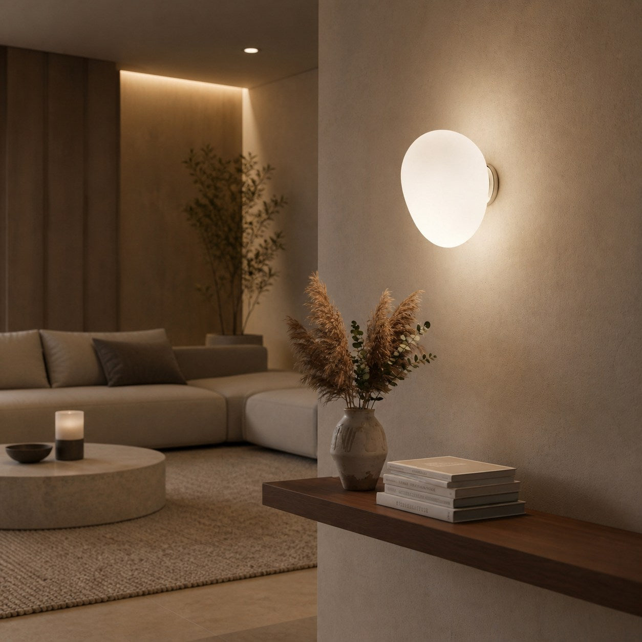 Stonea Organic Pebble Silhouette Wall Ceiling Lamp Contemporary Glass Light for Home N16