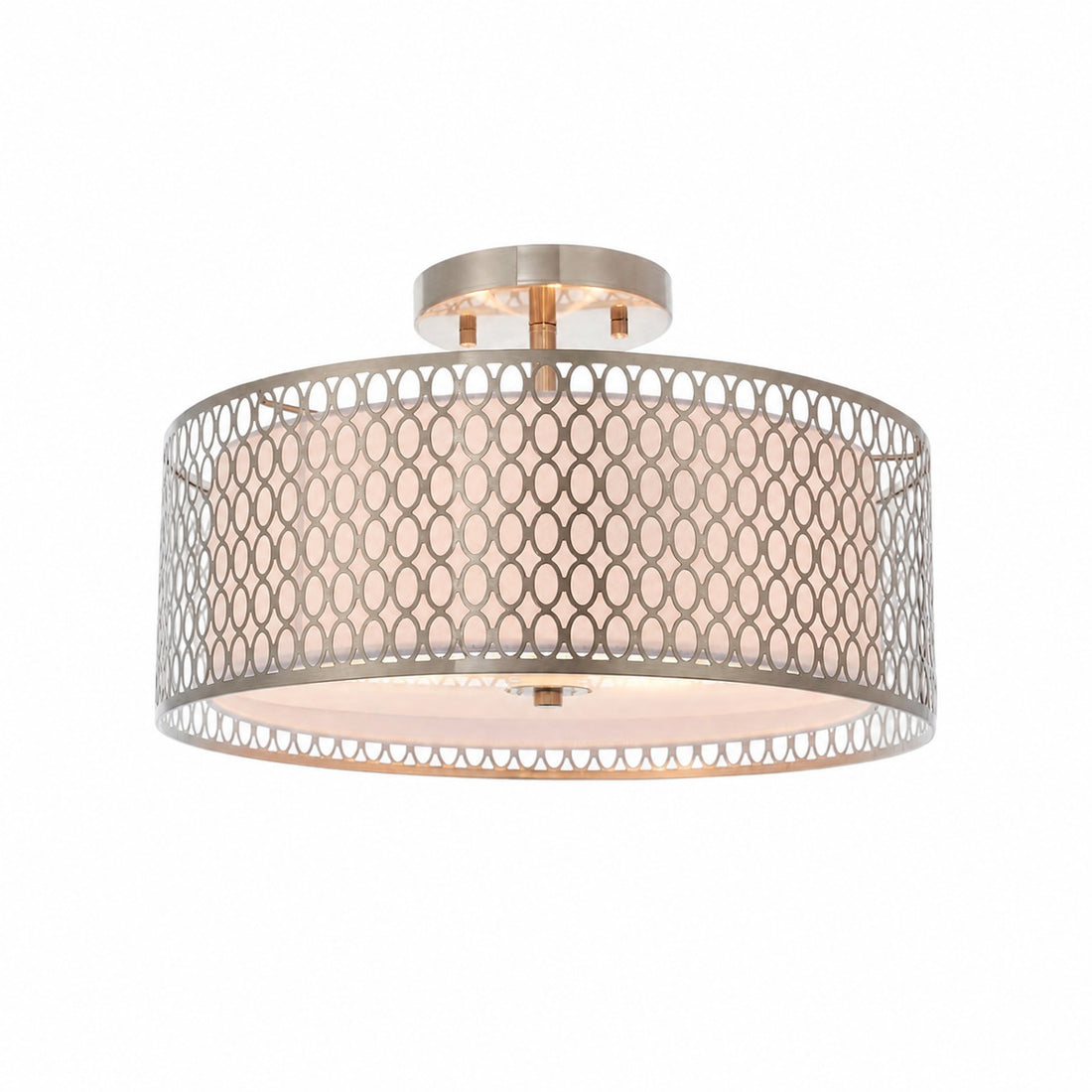 Liorin Geometric Mesh 3‑Light Flush Ceiling Light - Mesh Metal Frosted Lamp for Living Room or Hallway
