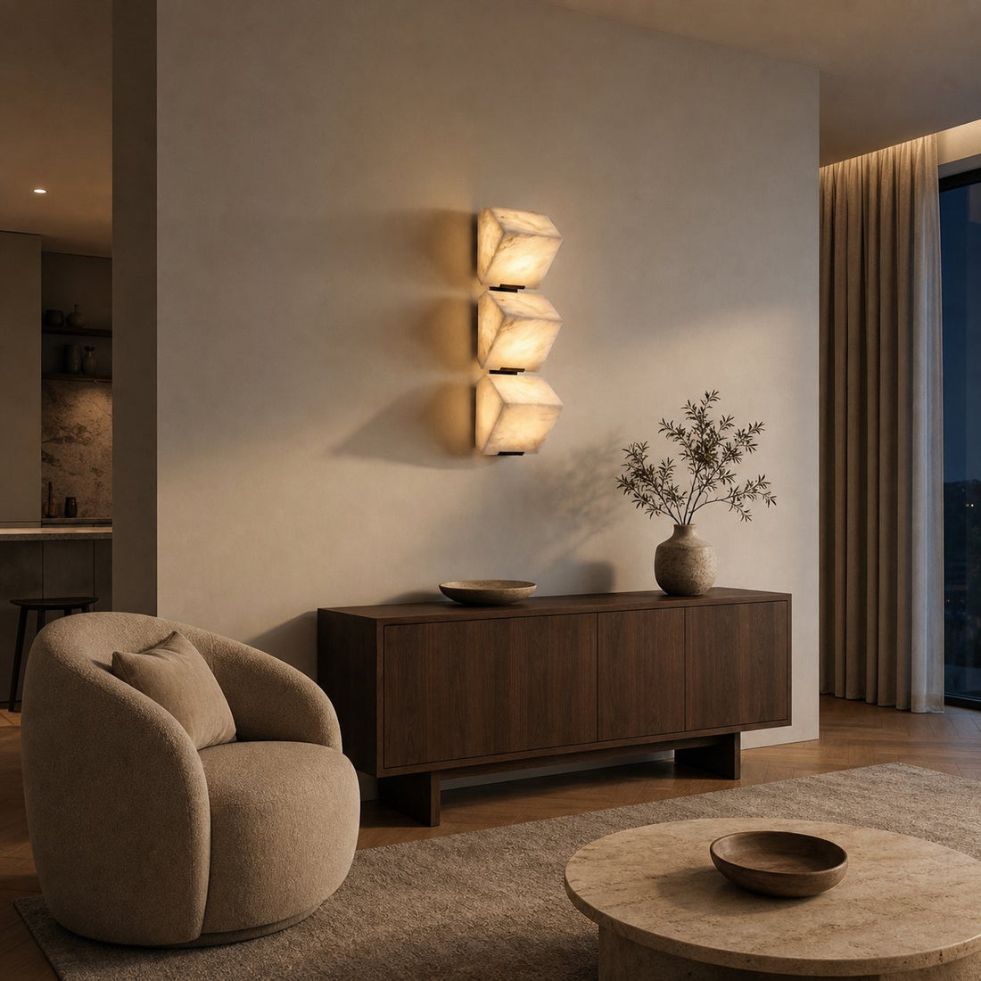 Modern Alabaster Wall Lamp – Minimalist Staircase Sconce for Hallway Corridor Lighting
