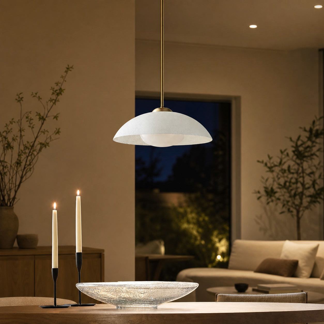 Elorina Pendant Light - Perforated Metal Shade, Champagne Bronze