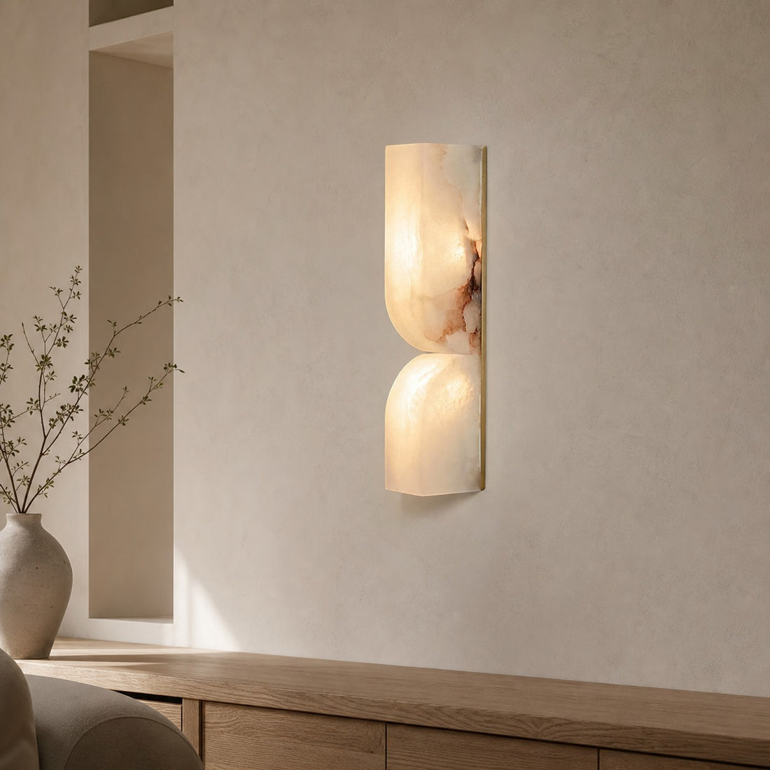 Modern Rectangular Alabaster Wall Lamp – Minimalist Sconce for Bedroom Hallway Living Room