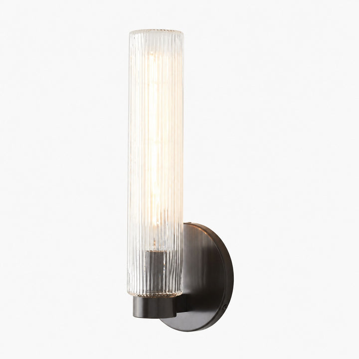 Rivora Fluted Glass Indoor Outdoor Sconce - Modern Wall Light for Home Decor