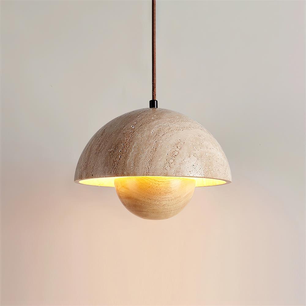 Natural Travertine Flower Bud Design Pendant Lamp