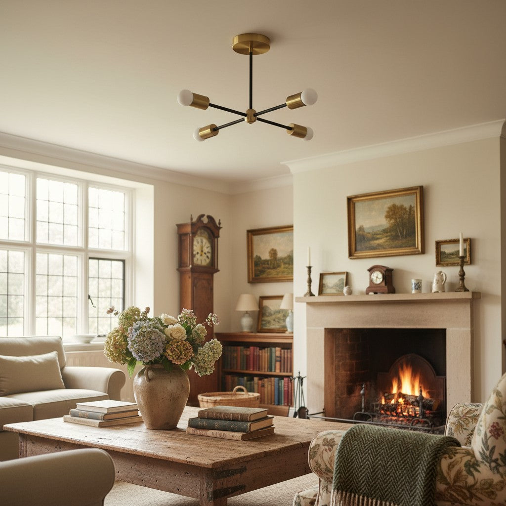 Lumen Radial-Arm Geometric Lamp – Modern Ceiling Lighting for Foyer or Office