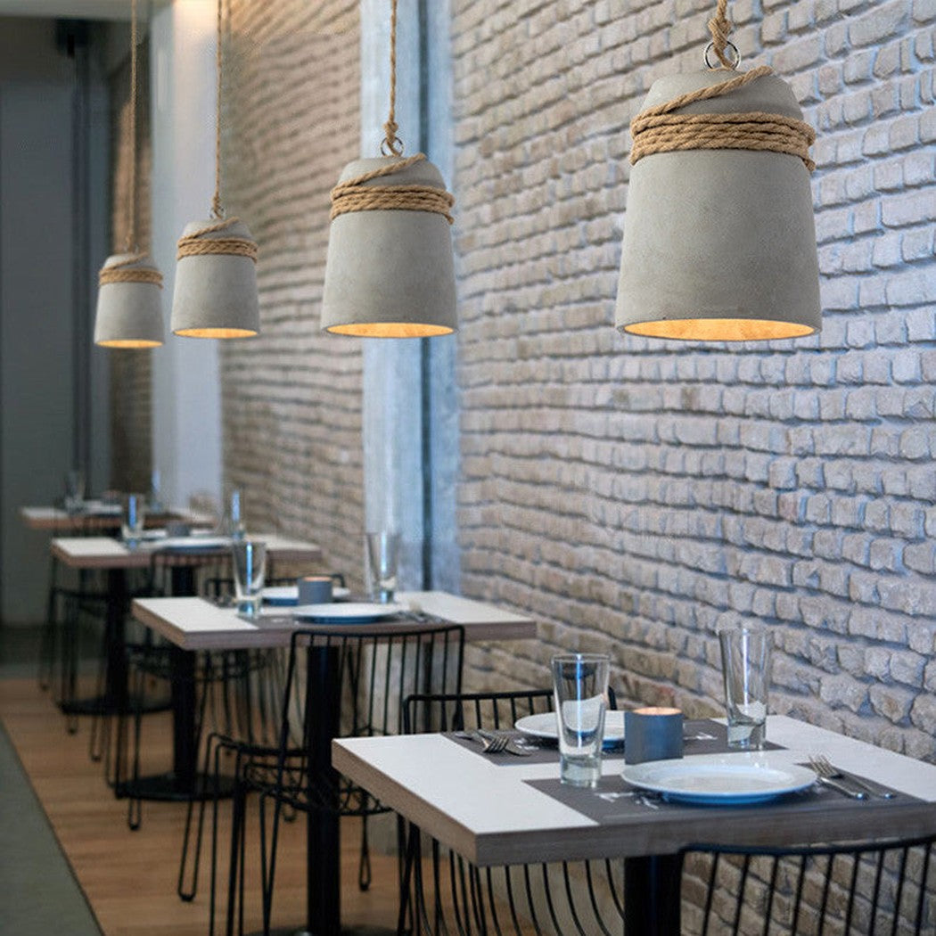 Nordic Cement Hemp Rope Pendant Lamp