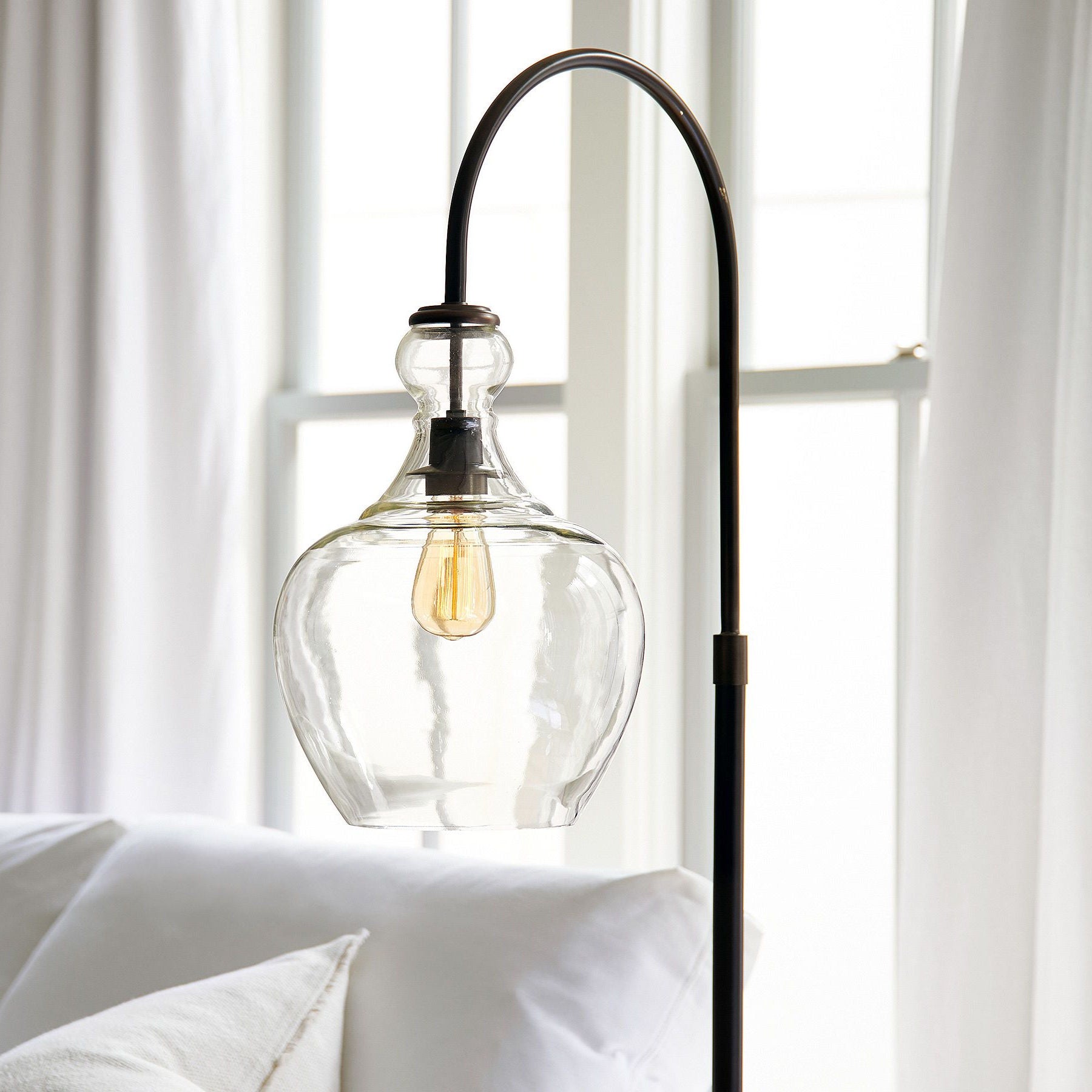 Lawson Rippled Glass Modern Floor Lamp – Artisan Design for Bedroom or Lounge