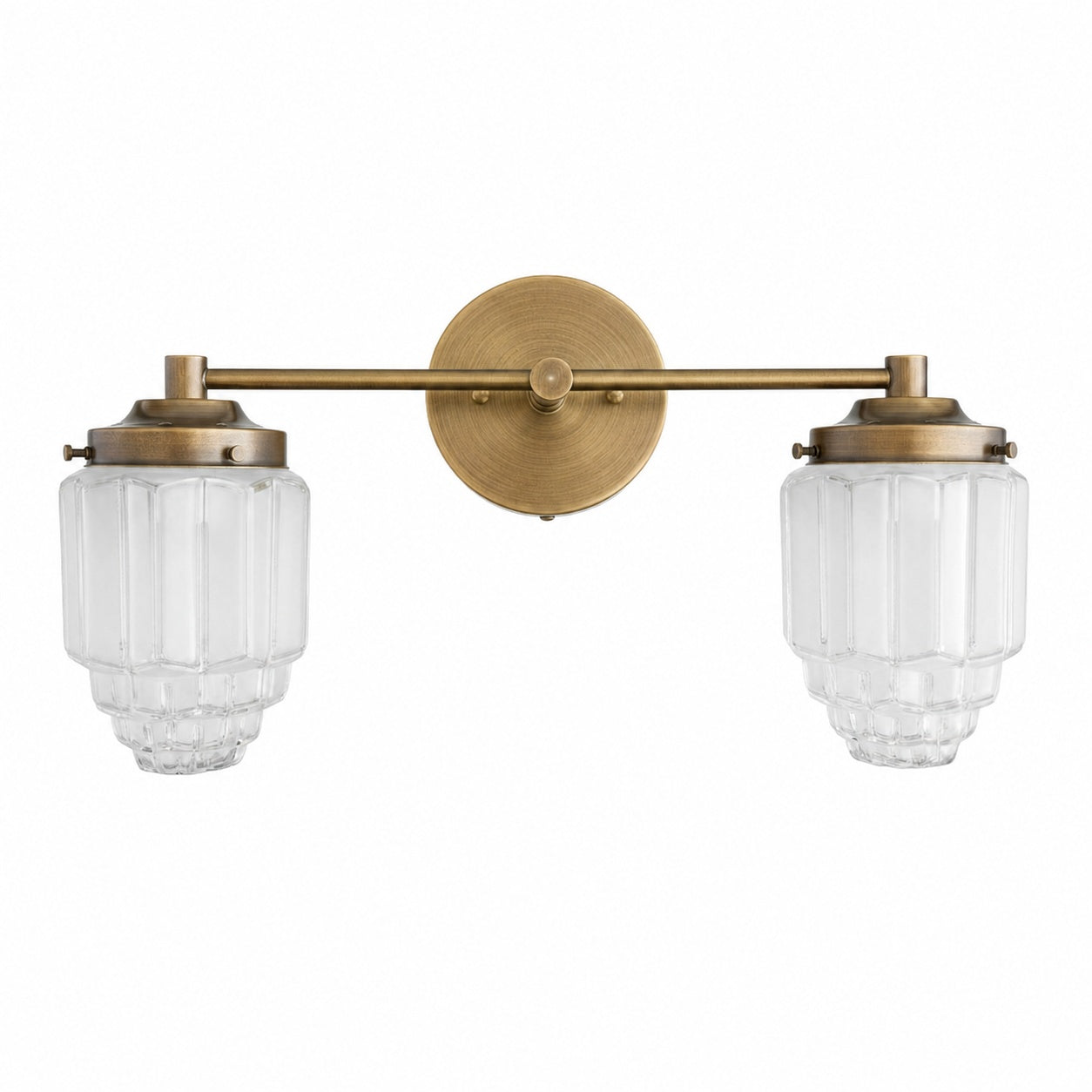 Tierlux Glass Vanity Light - Art Deco Bathroom Fixture with Skyscraper Shades