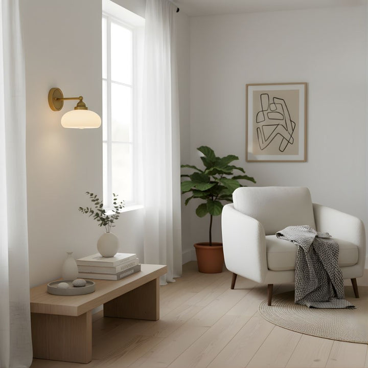 Riven Wall Lamp - Vintage Industrial Milk White Glass Shade for Indoor