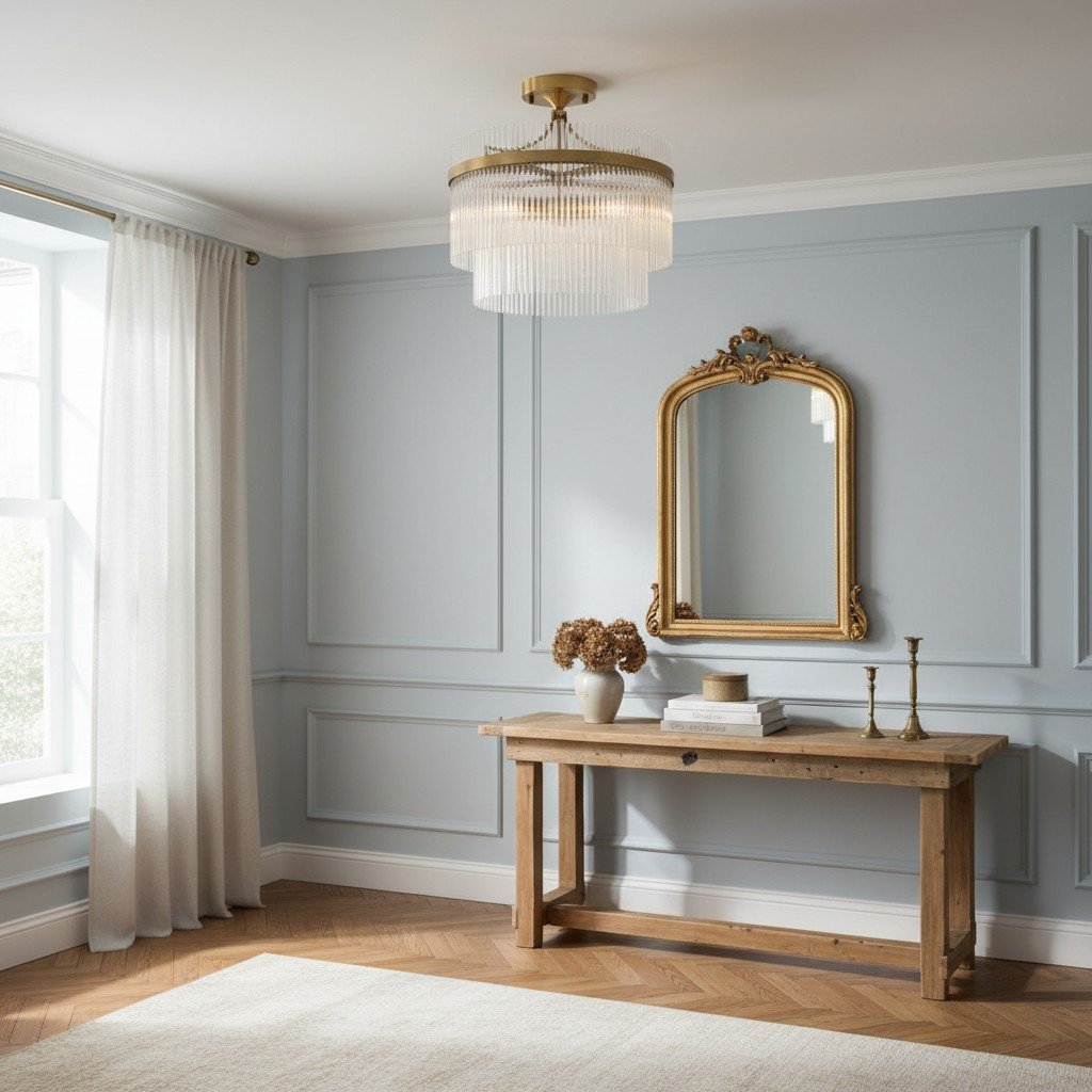 RibGlow Antique Brass 3-Light Ceiling Light with Clear Glass - Hallway or Bedroom