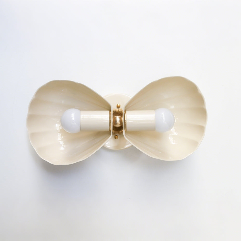 Coastal Shell Wall Light - Double Sconce with Steel and Brass Finish
