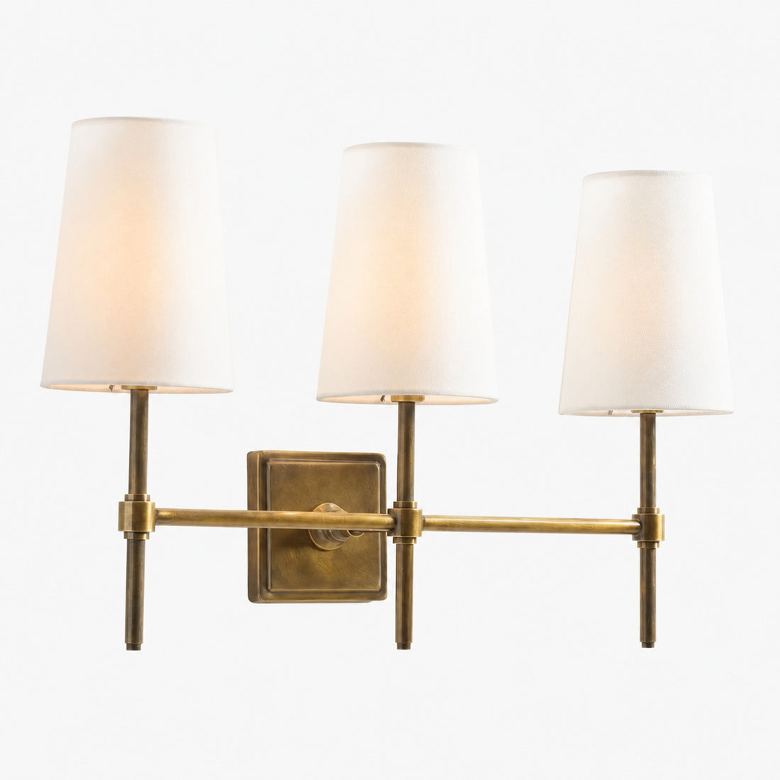 Derlina White Linen Shades Wall Lamp – Retro Metal Multi-Head Lighting Fixture