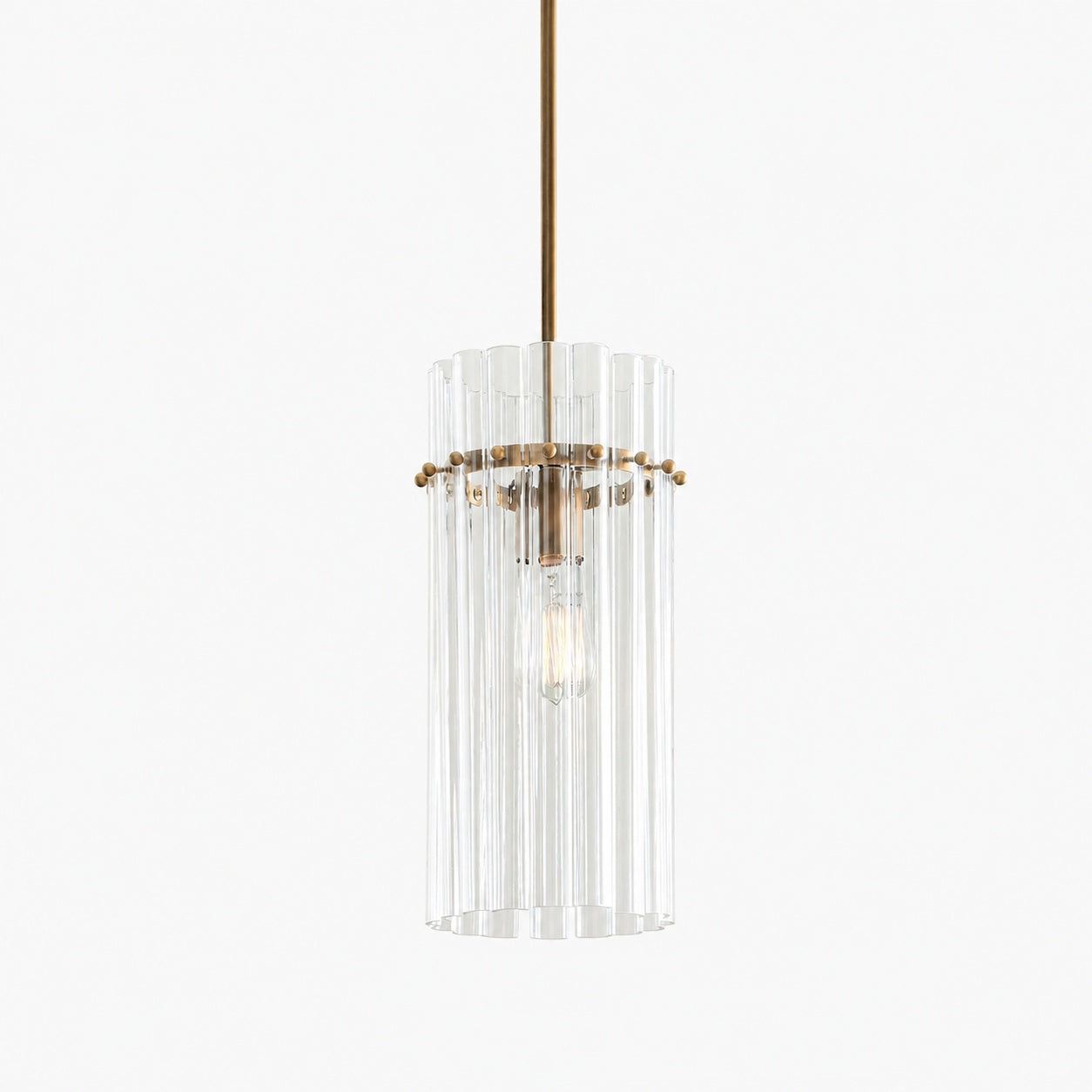 Lumora Crystal Pendant Light – Elegant Tumbled Brass & Cut Glass