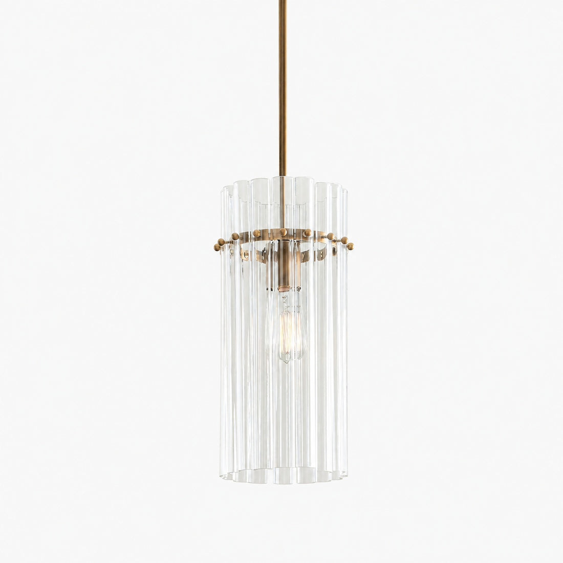 Lumora Crystal Pendant Light – Elegant Tumbled Brass & Cut Glass