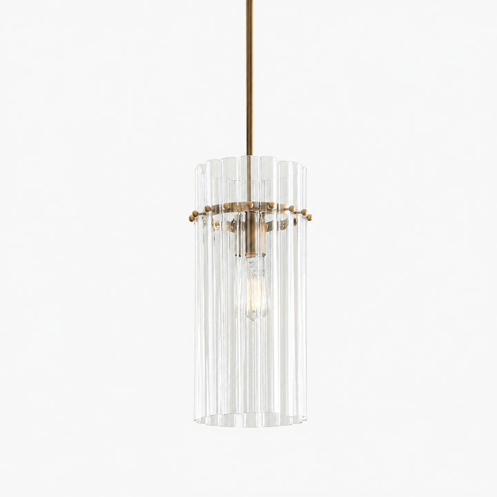 Lumora Crystal Pendant Light – Elegant Tumbled Brass & Cut Glass