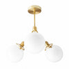 Glorica Glass Chandelier - Brass Globe Ceiling Light with Opal Shade
