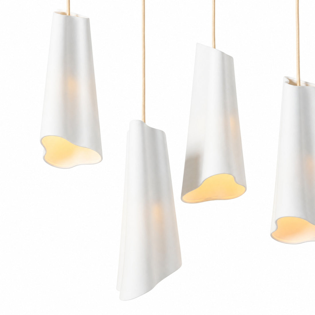Orovia Ceramic Shade Chandelier – Iron Pendant Adjustable Height Design
