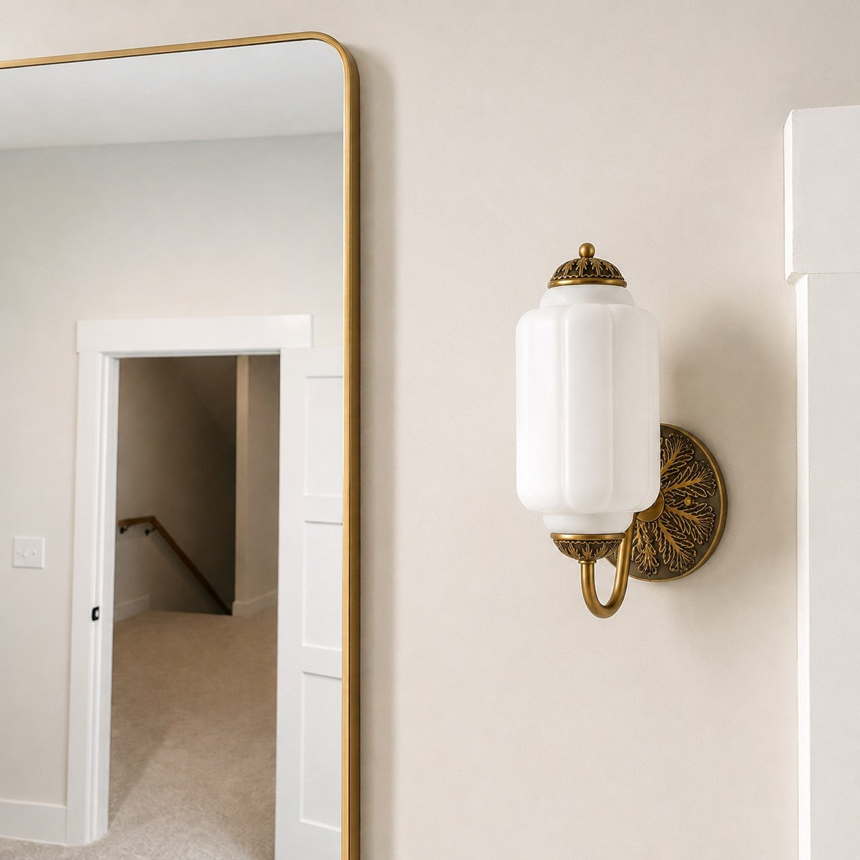 Vintage Milk Glass Sconce - Bedside Cream Eloise Wall Sconce