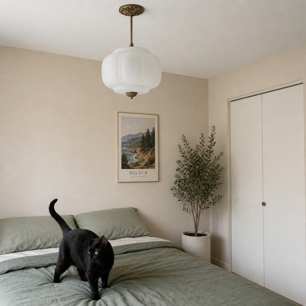 Antique Brass Green Glass Eloise Pendant Light