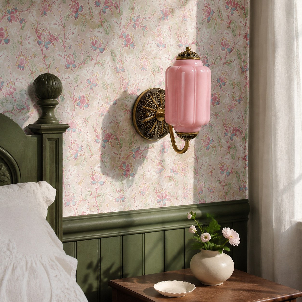 Vintage Milk Glass Sconce - Bedside Cream Eloise Wall Sconce