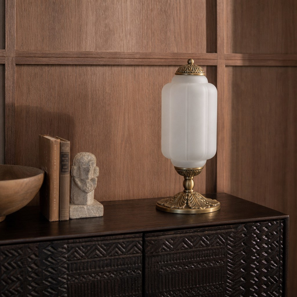 Eloise Milk Glass Table Lamp for Bedroom Decor