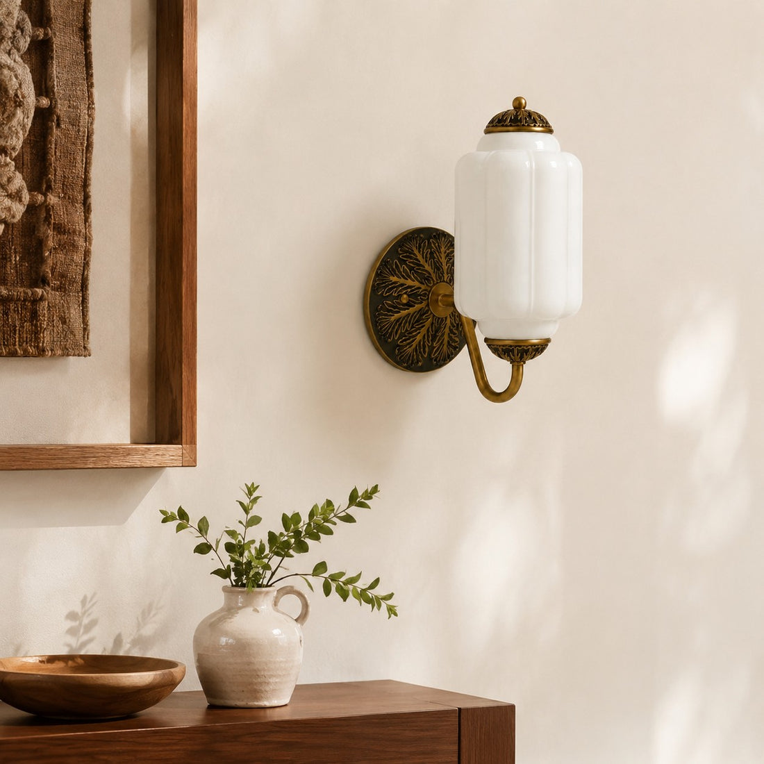 Vintage Milk Glass Sconce - Bedside Cream Eloise Wall Sconce