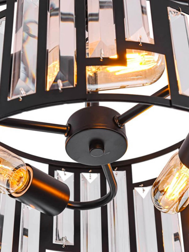 Retro Industrial Style 3-Light Pendant Lamp - Iron Birdcage Drum Light