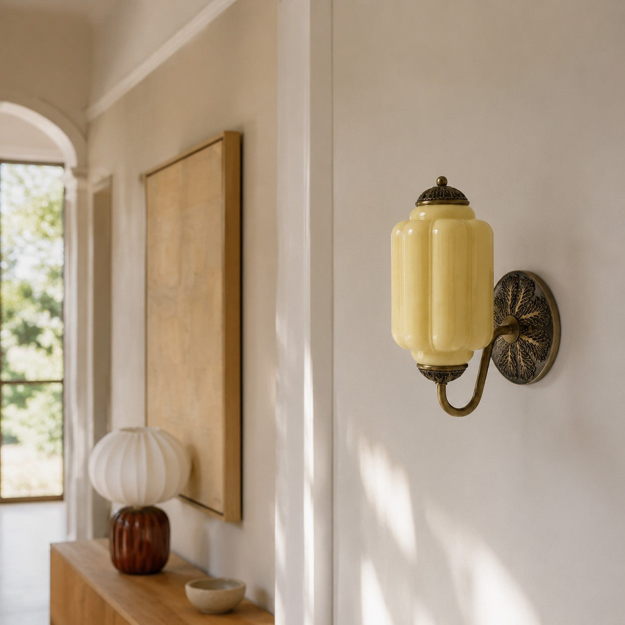 Vintage Milk Glass Sconce - Bedside Cream Eloise Wall Sconce