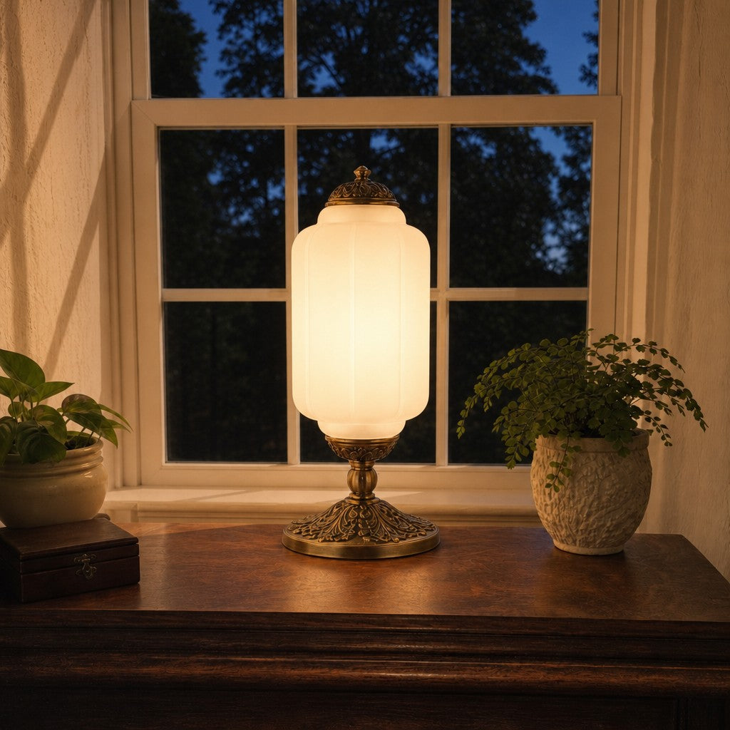 Eloise Milk Glass Table Lamp for Bedroom Decor