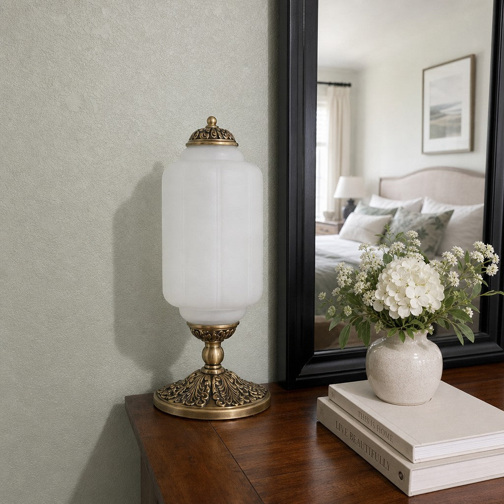 Eloise Milk Glass Table Lamp for Bedroom Decor