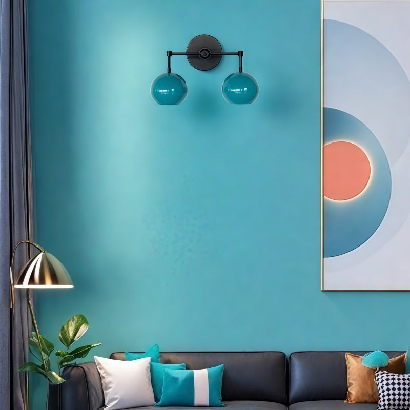 Navy Wall Light - Double Ball Bath Vanity Mirror Wall Sconce