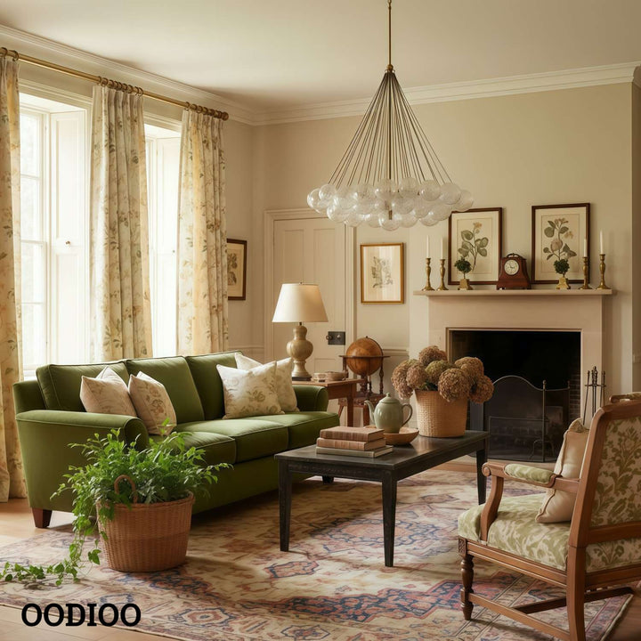 Bravira Vintage Brass Bubbled Glass Chandelier Ambient Lighting for Living Rooms and Commercial Spaces