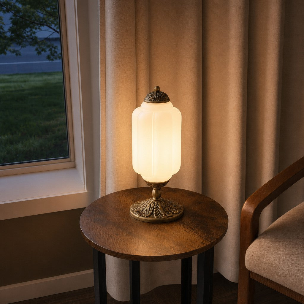 Eloise Milk Glass Table Lamp for Bedroom Decor