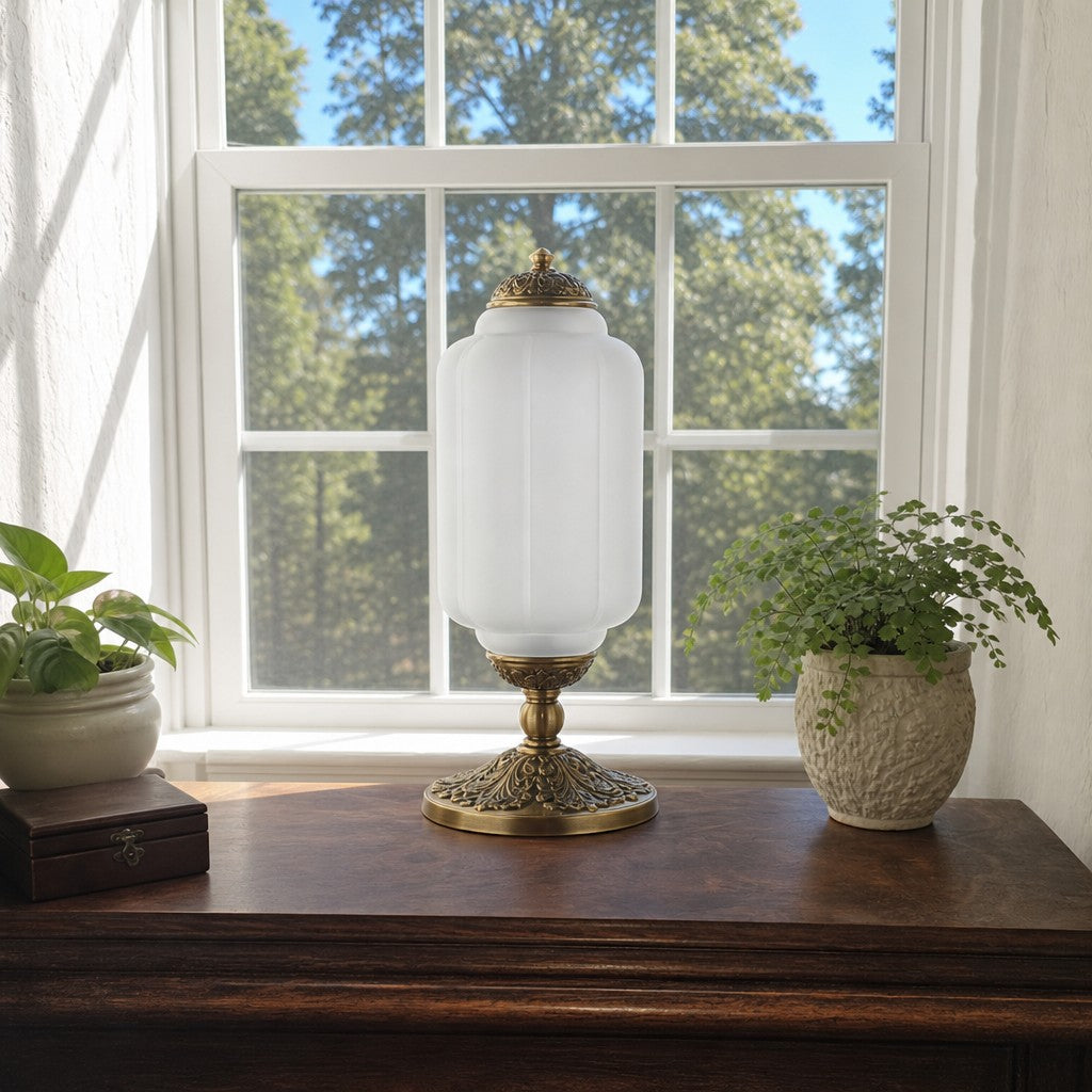 Eloise Milk Glass Table Lamp for Bedroom Decor