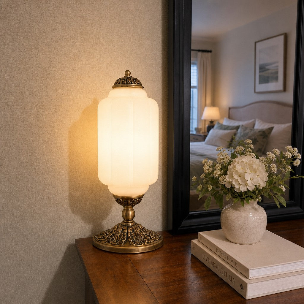 Eloise Milk Glass Table Lamp for Bedroom Decor