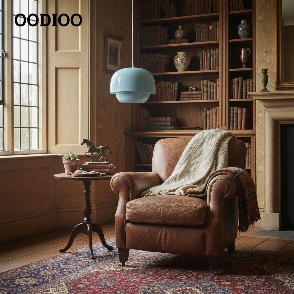 Stained Glass Pendant Lamp – Double Dome Colored Glass Light