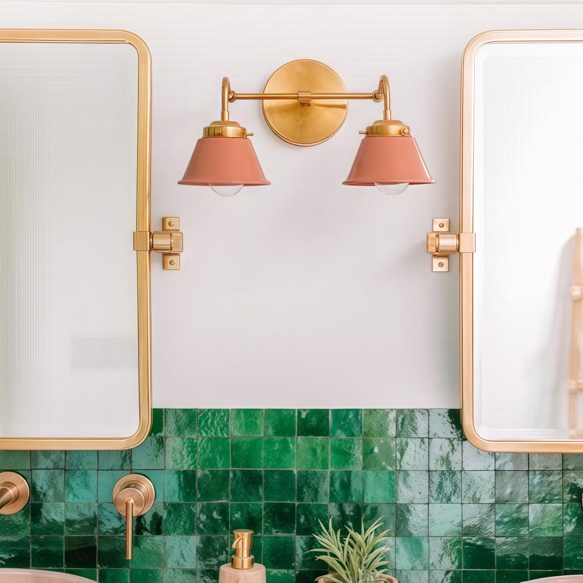 Modern Double Cone Brass Sconce - Accent Lighting For Bathroom & Hallway