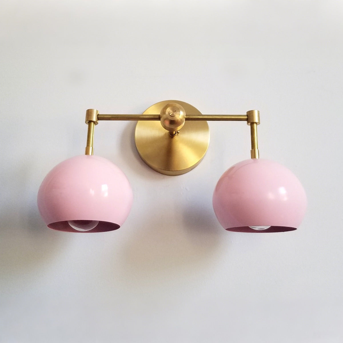 Doll Pink Wall Sconce - Double Head Globe-shaped Bath Wall Light