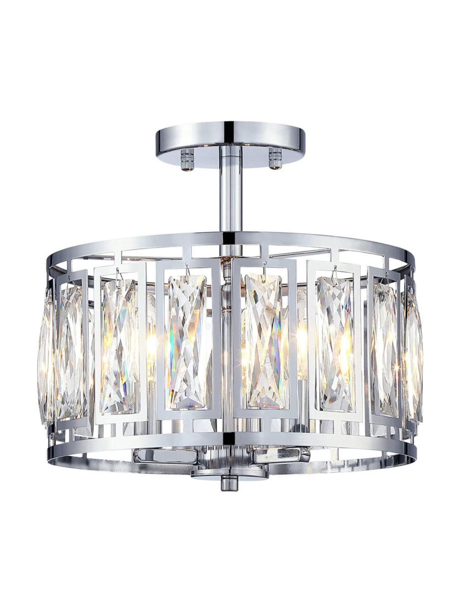 Industrial  Crystal Drum Ceiling Lamp - Entrance Glass Flush Mount Light