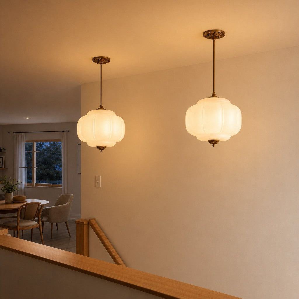 Antique Brass Green Glass Eloise Pendant Light