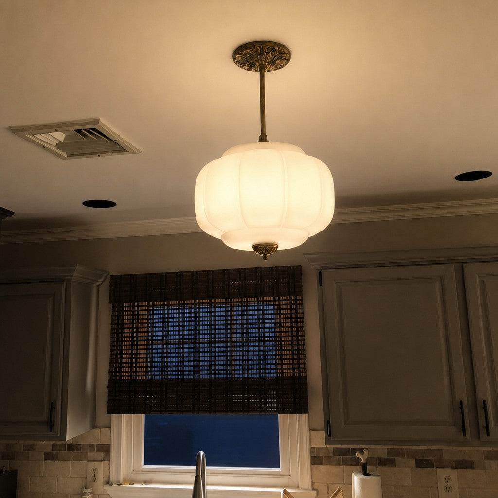 Antique Brass Green Glass Eloise Pendant Light