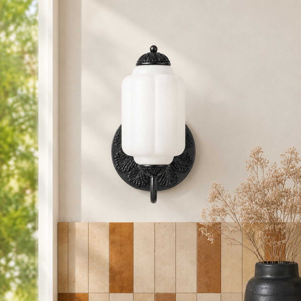 Vintage Milk Glass Sconce - Bedside Cream Eloise Wall Sconce