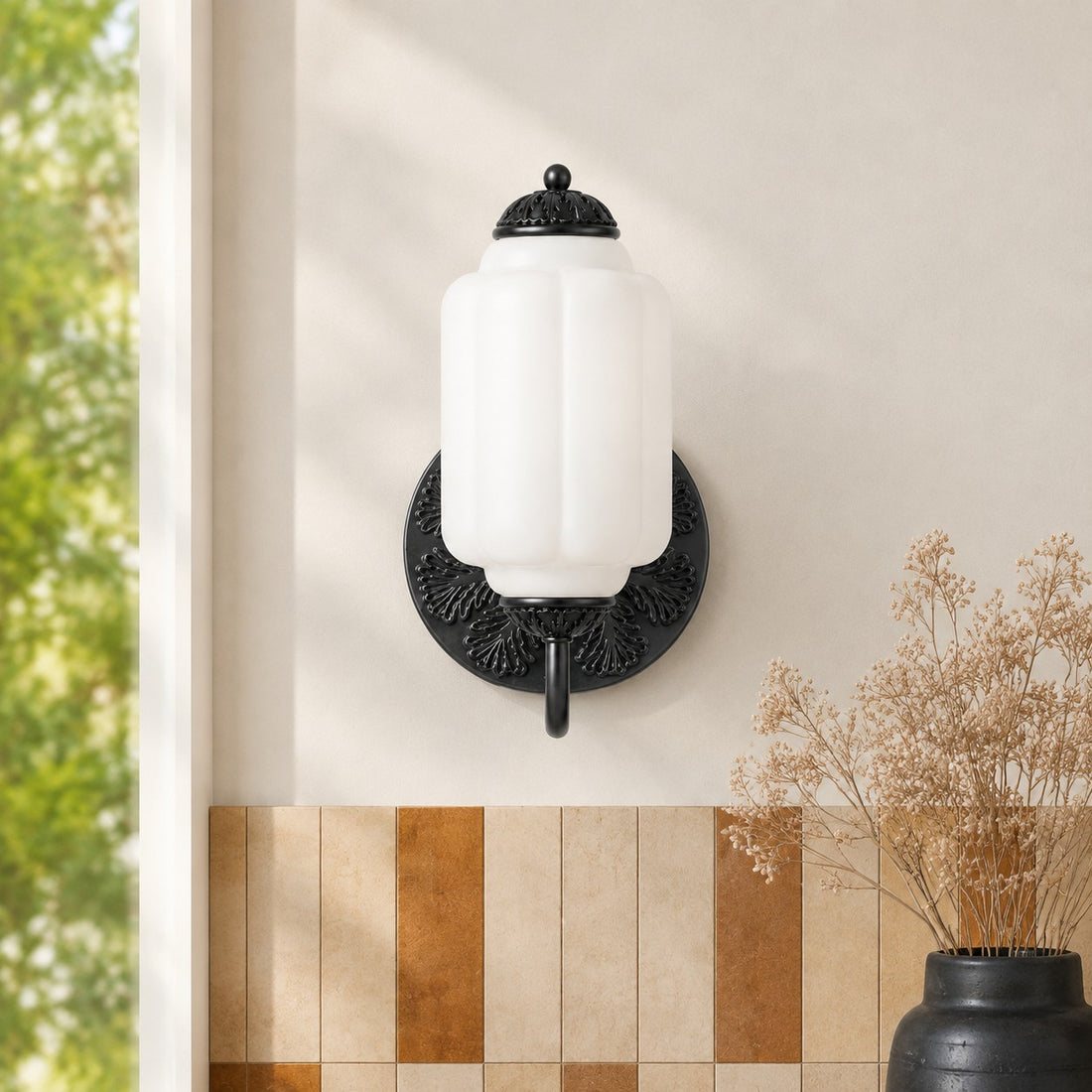 Vintage Milk Glass Sconce - Bedside Cream Eloise Wall Sconce